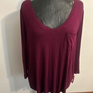 Merona Purple Knit scoop neck 1 pocket tunic, size XXL